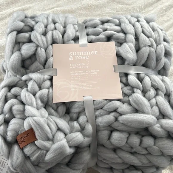 summer rose Bedding Summer Rose Knitted Throw Blanket Nwt